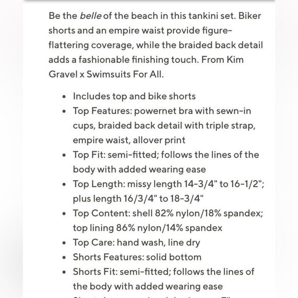 Kim Gravel Braid back Swimsuit Biker short Set Blue Tie Dye Sz 6 to 20 - Picture 3 of 3